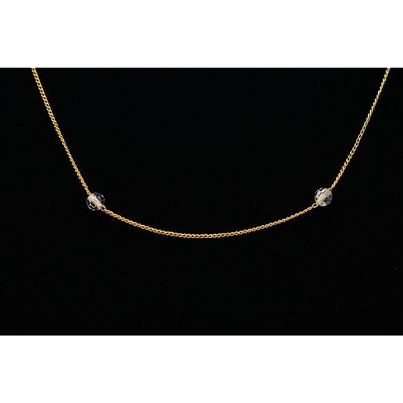 Trifari Vintage Station Necklace Gold Chain Clear Crystal Beaded Signed Bin6B - Picture 2 of 12